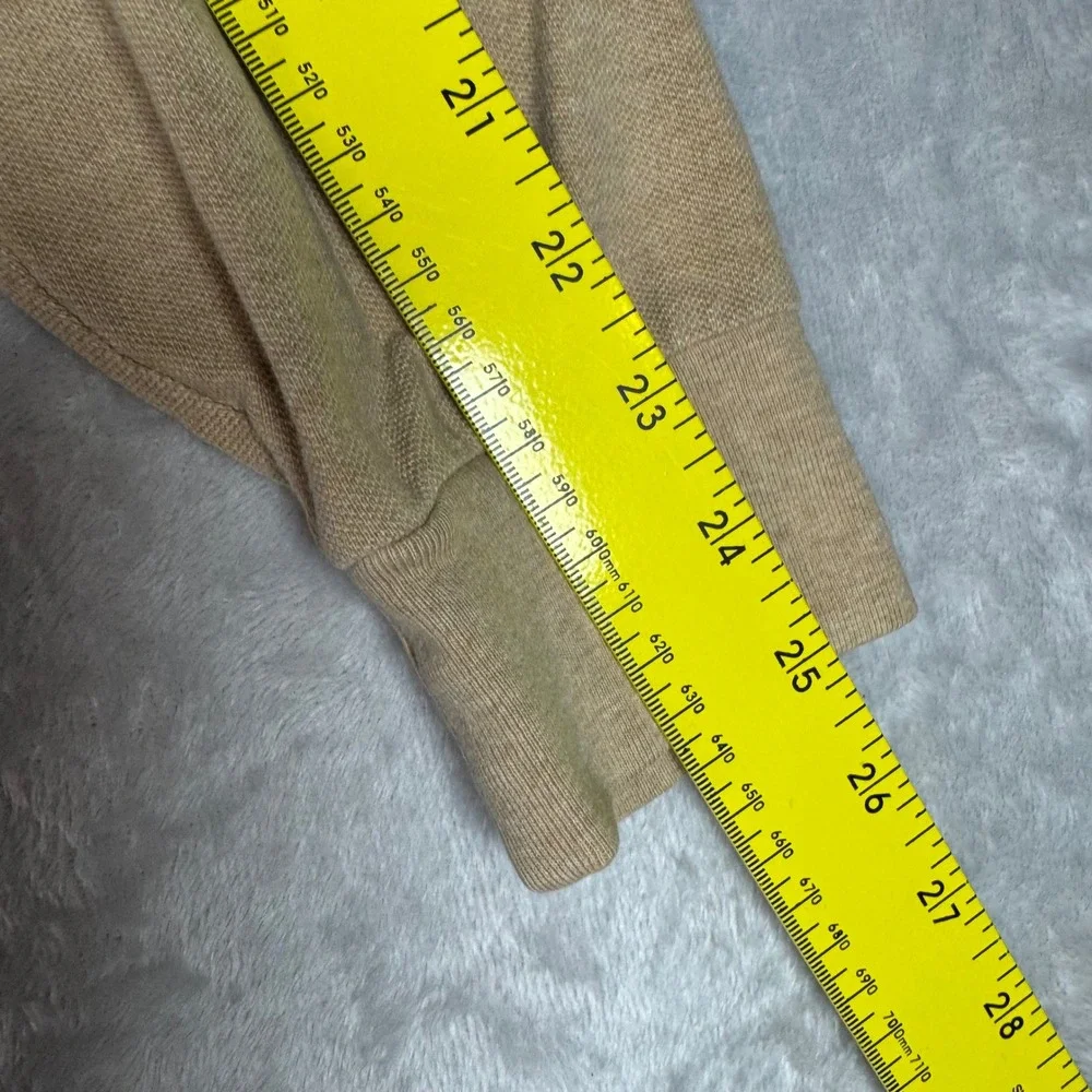Polo Ralph Lauren Mens Long Sleeve Pique Polo Shirt Tan Beige Size Large